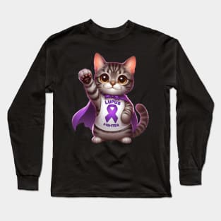 Feline Warrior: Cute Cat Lupus Fighter Long Sleeve T-Shirt